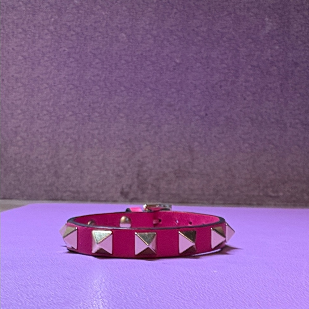 Valentino Garavani Pink Bracelet with Silver Studs